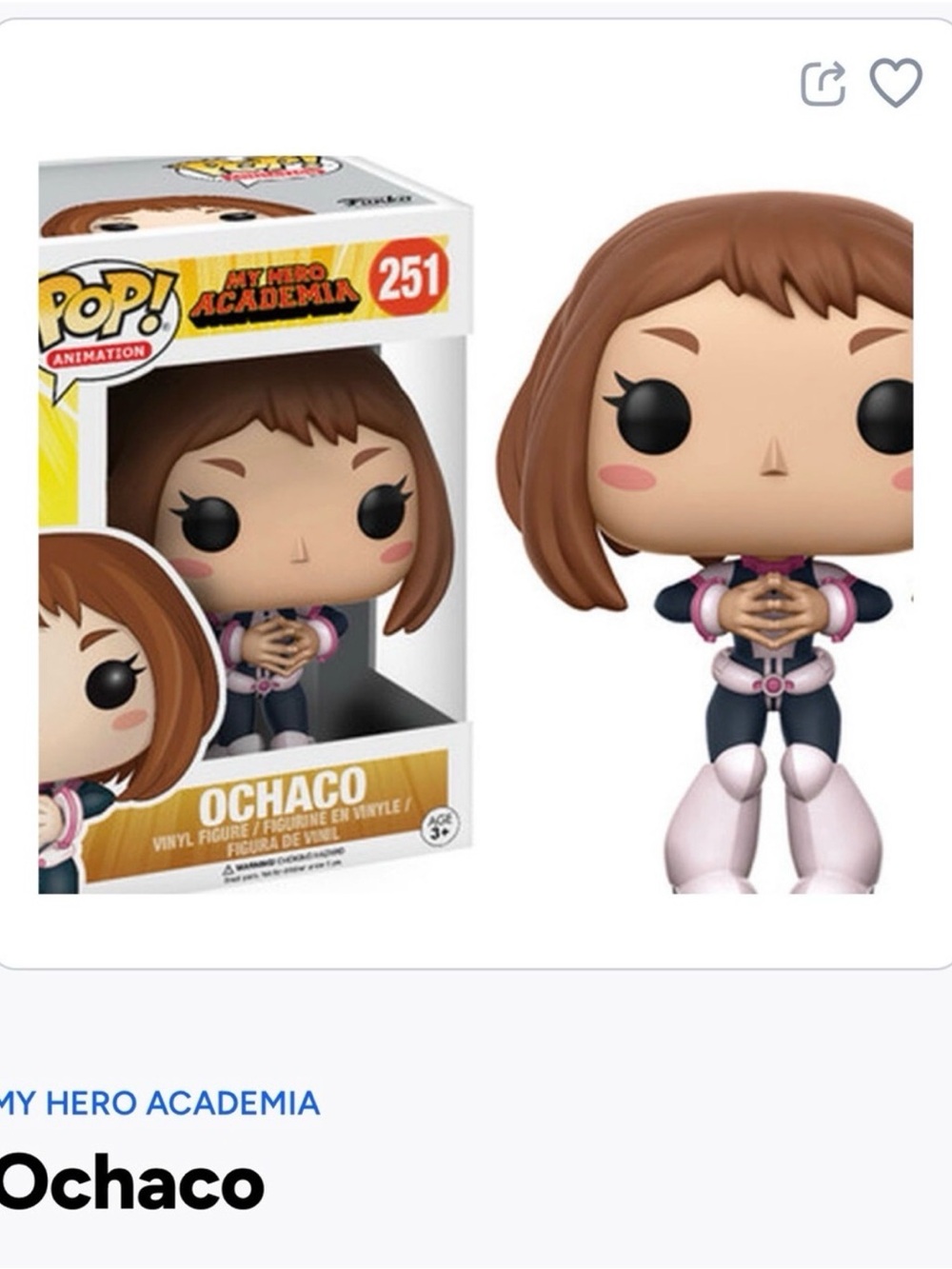 Funko My Hero Academia Ochaco Vinyl Figure - Brown, Pink, Black- 251